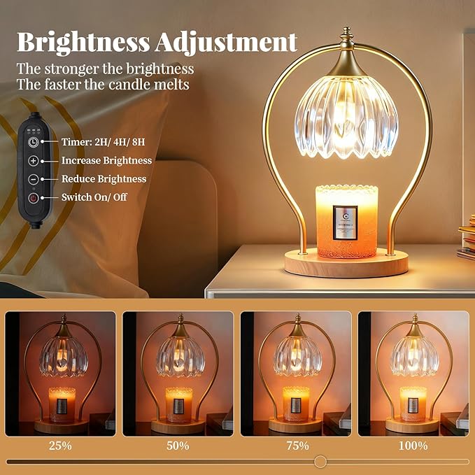 Candle Warmer Lamp with Timer - Dimmer Electric Candle Warmer for Jar Candles - Wax Warmer Unique Birthday Gifts for Women Mom House Warming Gifts New Home Room Decor