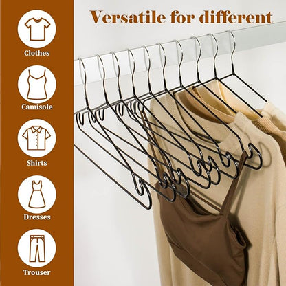 Clothes Hangers, 50Pack,Black Metal Hangers,15.7'W Space-Saving Shirt Hanger,Non-Slip Heavy Duty Hanger with Deep Shoulder Notches for Dress and Camisole