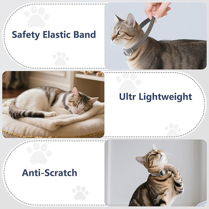 AirTag Cat Collar, Ultra Elastic Cat Tracker Collar, Airtag Holder Compatible with Apple Air Tag, [Lightweight & Scratch Resistant] Adjustable Stepless GPS Pet Collar for Cats Kittens, Brown