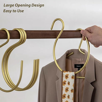 4Pcs Gold Scarf Ring Hangers,Hat Hooks for Baseball Caps,Hanger Space Belt Rack,Multi-Purpose Circle Storage Hook,for Ties,Belts,Scarves,Shawls