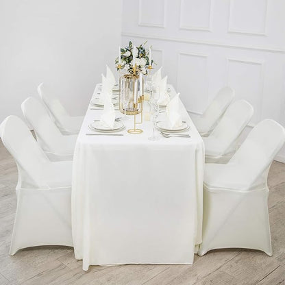 6 Pack Ivory Tablecloth 90 x 132 Inch Table Cloth for 6 Foot Rectangle Tables, Wrinkle Resistant Washable Polyester Fabric Table Covers for Party, Wedding,Dining,and Banquet