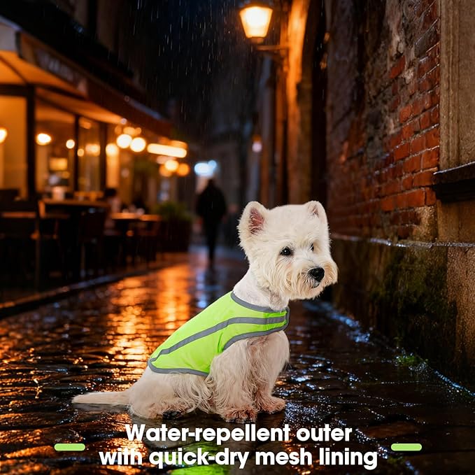 FUAMEY Dog Reflective Vest for Large Dogs,Dog Hunting Vest High-Visibility Dogs Safety Vest for Night Walking Water-Resistant Service Pet Gear Adjustable Outdoor Activities Neon Green L