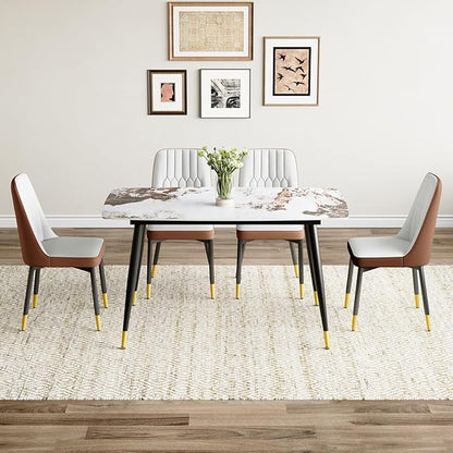 Small Dining Table Set for 4, 50'' Sintered Stone Table, Easy to Assemble, Suitable for Small Spaces