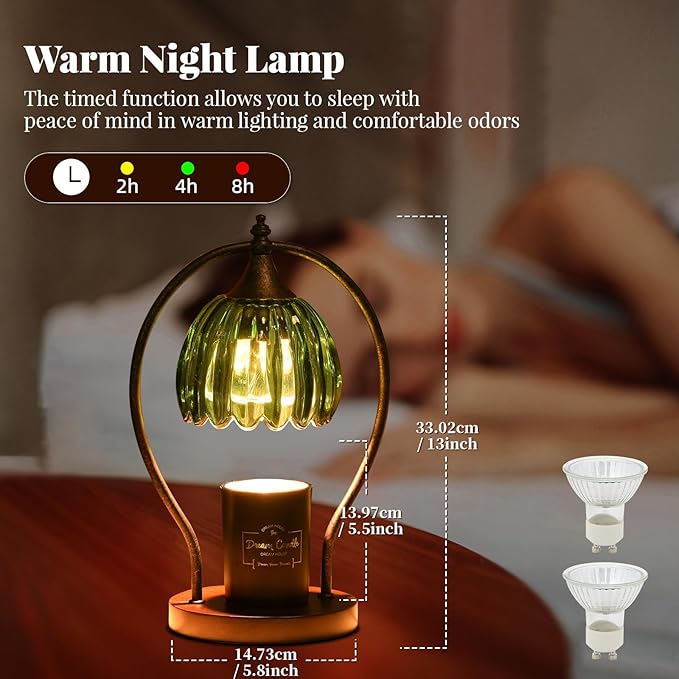 Timer Candle Warmer Lamp: Dimmable Candle Warmer Wax Melts Warmers for Jar Candles with 2 Bulbs, Birthday Gifts for Men Women, House Warming Gifts New Home Decor for Bedroom Living Room
