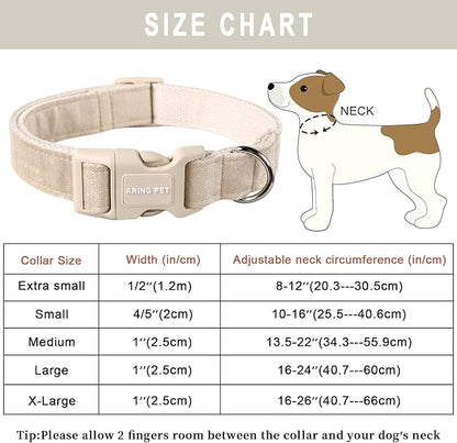 ARING PET Cotton Dog Collar-Soft Dog Collar for Small Dogs, Lightweight Comfortable Pet Collars with Quick Release Buckle for Small Medium Large Dog