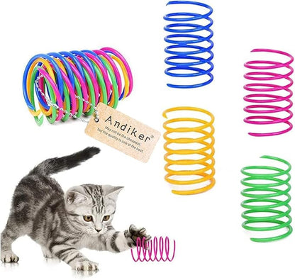 Andiker Interactive Cat Spiral Creative Spring Toy to Kill Time and Keep Fit, Sturdy and Heavy Plastic for Swatting, Biting, Hunting Kitten Toys, Colorful, 12 pcs