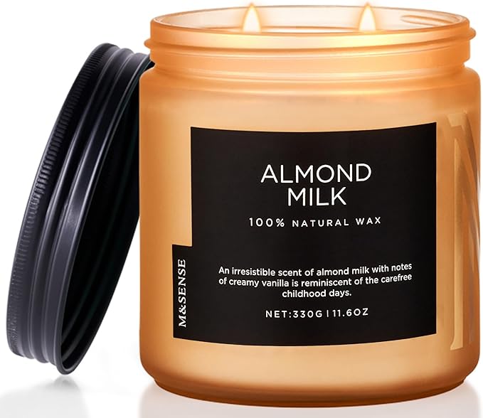 M&SENSE Creamy Vanilla Scented Candle, 11.6oz Clean Non Toxic Home Sweet Scent 70 Hours Burn Time Fragrance Candle for Women Teacher Friends, 2 Wick Natural Soy Wax for Home Decor