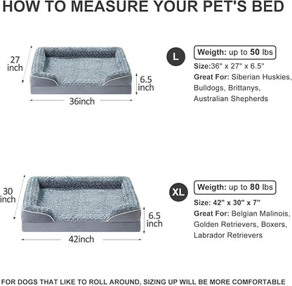 WNPETHOME Orthopedic Washable XL Dog Bed for Senior Dog Cozy Sleep | Extra Large Waterproof Big Soft Dog Couch Sofa Bed for Dogs Relax with Removable Cover Supportive Pet Bed Grey 42x30 Inch