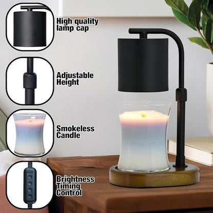 Candle Warmer Lamp Timer for Women Mom, House Warming Gifts New Home Decor, Modern Farmhouse Decor, Candle Warmer for All Jar Candles with 2 Bulb Black