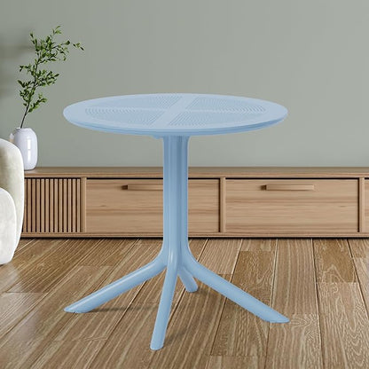 Costaelm Sunshine 31.5" Round Plastic Outdoor Patio Dining Table for 4, French Blue