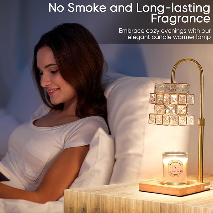 Candle Warmer Lamp with Timer,Electric Candle Warmer Dimmable and Height Adjustable Wax Melt Warmer for Scented Wax Jar Candles,Aromatherapy Decorative Candle Heater Home Fragrance Warmer