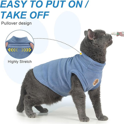 BEAUTYZOO Cat Sweater Turtleneck - Soft Fleece Cat Sweaters for Cats Only Warm Kitten Clothes, Fall Winter Pet Coat Pullover Sweatshirt Clothing Also for Puppy Small Dogs Sphynx Hairless Cats