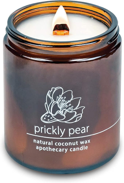 Hemlock Park Crackling Wood Wick Candle Handcrafted with Natural Coconut Wax (Standard 8 oz, Desert Prickly Pear)