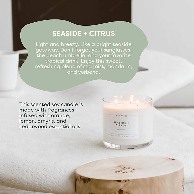 Calyan Wax Co. Everyday 3 Wick Scented Candle Gift Set - 4 Luxury Scented Candles - 43 Hour Burn - 3 Wick Non Toxic Soy Wax Candles - Long Lasting Large Glass Jar Candle for Home - 14.9oz
