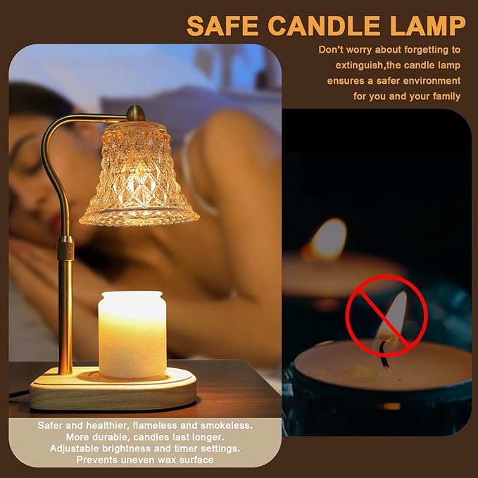 Candle Warmer Lamp with Timer Dimmer, Candle Warmer Light with 2 Bulbs, Birthday Gifts for Women Mom, House Warming Gifts New Home Decor, Wax Melt Warmer for All Scented Jar Candle Sizes
