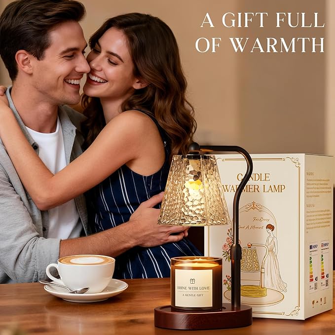 Candle Warmer Lamp with Timer Dimmable, Height Adjustable Wax Melt Warmer for Home Decor & New Home Bedroom, Vintage Candle Lamp for Scented Wax Jar Candles with 2 Bulbs,Birthday Gift for Women & Moms