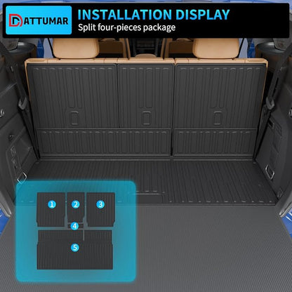 Cargo Mat Compatible with 2025 2026 Ford Expedition&Lincoln Navigator (NOT for Max/L) Trunk Mat Cargo Liner Back Seat Cover All Weather Expedition Accessories (Trunk Mat+Backrest Mats)