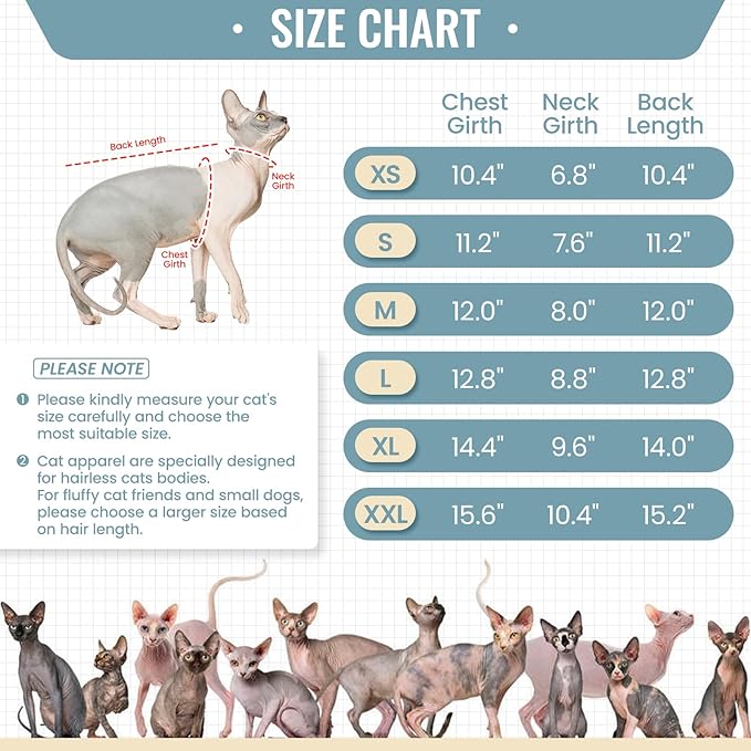 DENTRUN Sphynx Hairless Cats Shirt Pullover Kitten T-Shirts, Breathable Cat Wear Turtleneck Sweater Adorable Cat's Clothes Vest Pajamas Jumpsuit