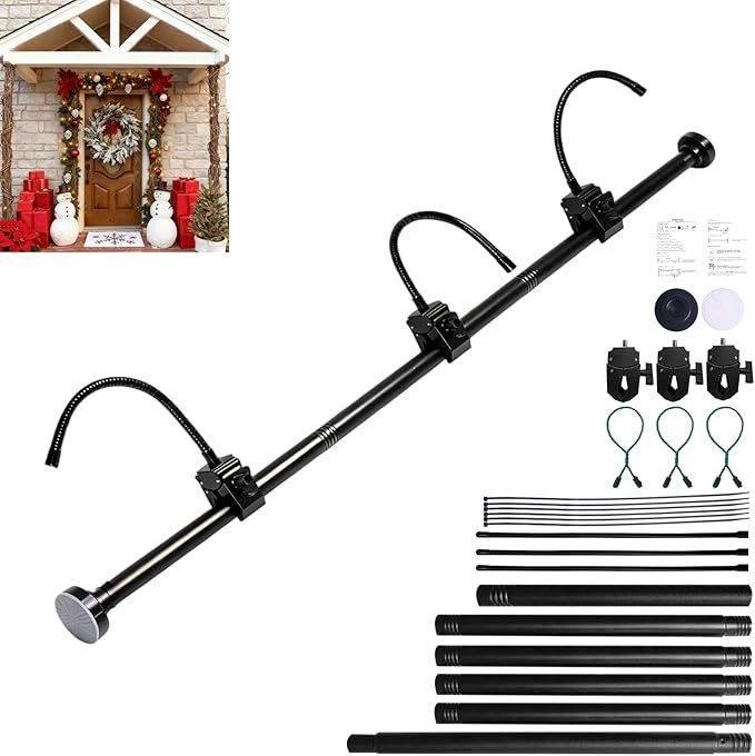 WesGen Garland Hanger for Front Door Frame, Adjustable 17"- 82" Heavy-Duty Garland Holder for Door Frame Christmas & Halloween Decorations, Wreaths, Lights, No-Drill, Damage-Free