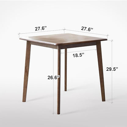 Livinia Canberra 27.6" Square Wooden Dining Table/Mid Century Modern Malaysian Oak Kitchen Table (Walnut) Table Only
