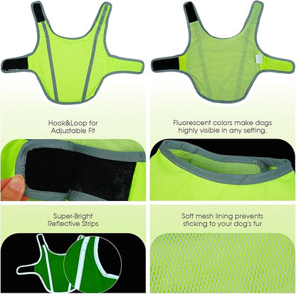 FUAMEY Dog Reflective Vest for Large Dogs,Dog Hunting Vest High-Visibility Dogs Safety Vest for Night Walking Water-Resistant Service Pet Gear Adjustable Outdoor Activities Neon Green XXXL
