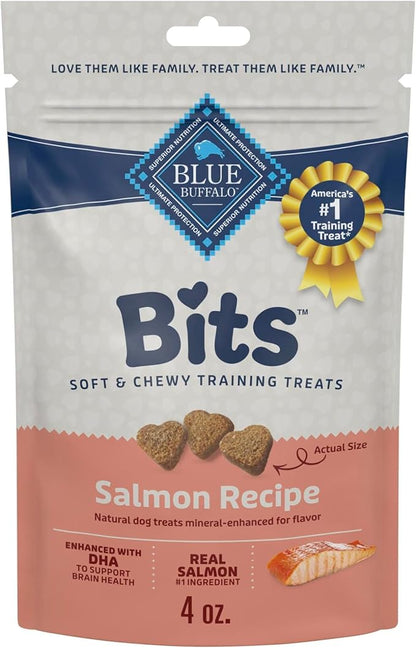 Blue Buffalo Bits Soft Dog Treats for Training, Made with Natural Ingredients & Enhanced with DHA, Salmon Recipe, 4-oz Bag