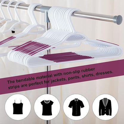 30 Pack Bendable Plastic Hangers Light-Weight Non-Slip Clothes/Suit Hangers (Purple)