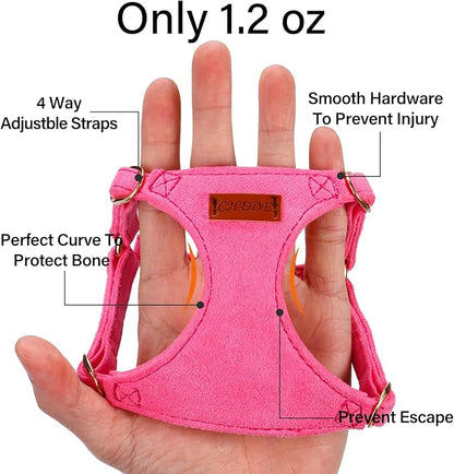 No Pull Dog Harness- Lightweight, Soft, Adjustable Small Harness Collar and Leash Set, Suitable for Cats Puppy Small and Medium-Sized Dog Outdoor Training and Running (hotpink, XS)