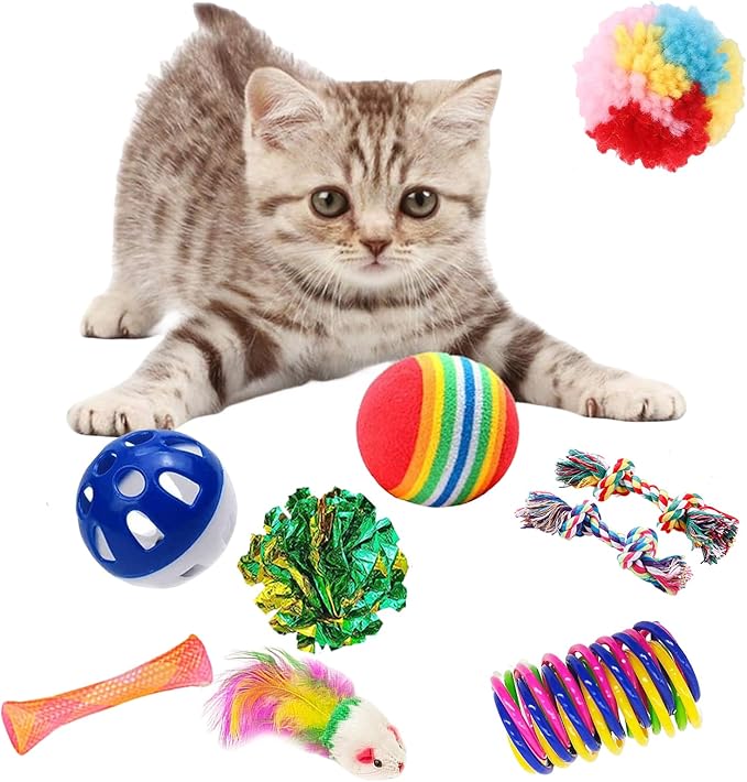 46 PCS Cat Toys for Indoor Cats, Kitten Toys with Cat Spring Toy, Mint Catnip with Crinkle Mouse Ball for Indoor Cats Kittens Exercise