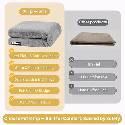 Pet Heating Pad for Cats Dogs Indoor & Sheltered Outdoor Waterproof Heated Cat Bed Heated Dog Bed Chew Resistant Cord Constant Temperature Gray 16 x 13 Inch