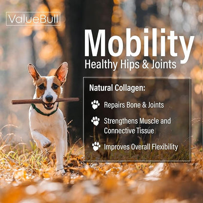 ValueBull Collagen Sticks for Dogs, 12 Inch Thick Chews, Natural Long-Lasting Dog Treats, 25 Count - Supports Joints, Skin & Coat with Chondroitin & Glucosamine