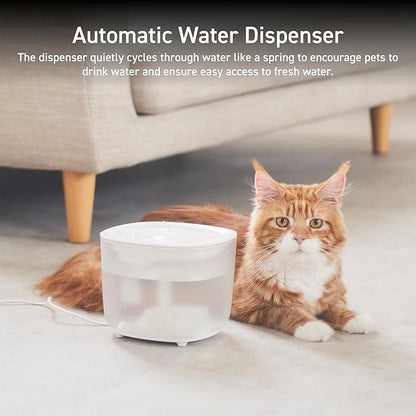 ELECOM Silent Pet Water Fountain for Cats and Dogs, 9dB Ultra Quiet Operation, 2L Capacity, Easy to Disassemble & Clean, 3-Layer Filtration, Wireless Pump, LED Light Modes (Black)