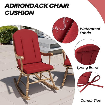 Crestlive Products 50x20 Inch Adirondack Chair Cushions Set of 2 Outdoor Rocking Chair Cushions Water Resistant High Back Patio Replacement Cushions, Chili