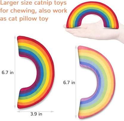 Cat Toys Kicker Pillows Rainbow, Stuffed Catnip Toys for Indoor Kitten Kitty, Interactive Cat Nip Chew Teething Toy Plush Kitty Toys 2 Pack