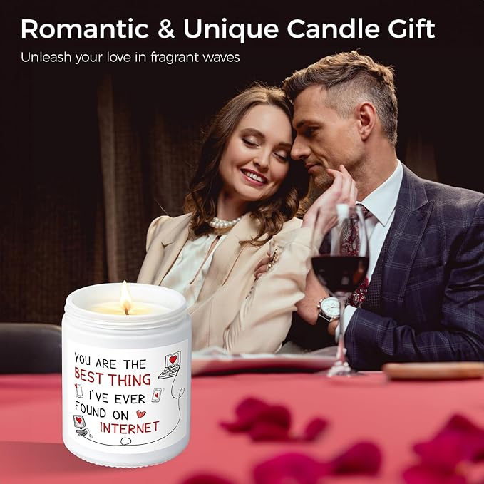 MOASITN Candles for Women Men, Valentines Day, Birthday, Anniversary Romantic & Funny Candle for Girlfriend, Boyfriend, Wife, Friends, Best Thing I Found on The Internet Scented Candles for Her Him