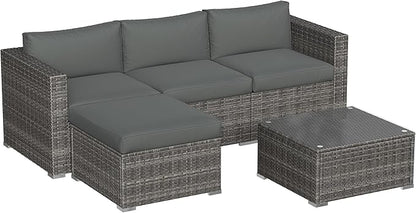 Outdoor Patio Furniture Set, Rattan Outdoor Sectional Furniture, Patio Conversation Sets for Balcony, Porch, Backyard, Deck, Garden, Beige