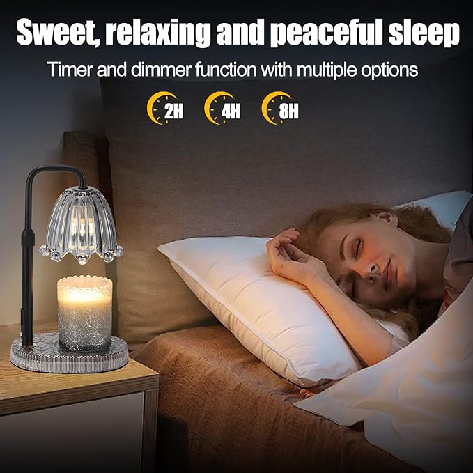 Candle Warmer Lamp with Timer - Electric Wax Melt Warmer with Adjustable Height and Dimmer for Scented Candle Wax, Home Fragrance Décor and House Warming Birthday Gifts for Women Mom