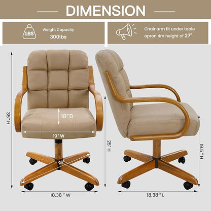 Chromcraft Set of 2 Swivel Tilt Fabric Chair Ultra Comfortable Kitchen Chair with Wheels for Home Kitchen