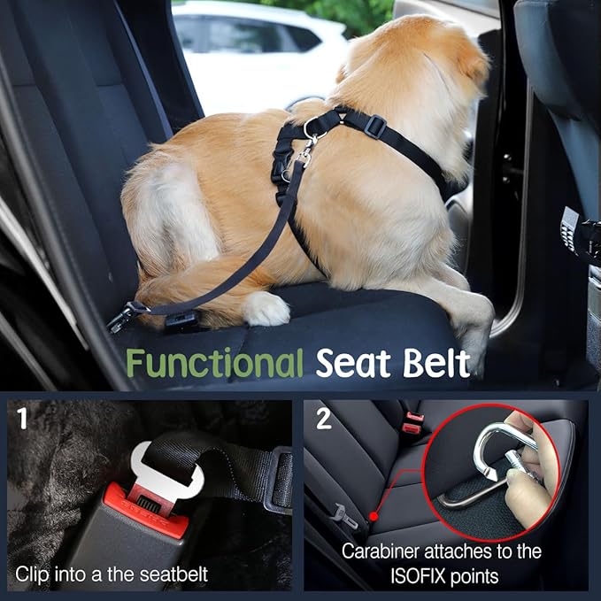 Dog Seat Belt, Safety Vest Dog Car Harness with Adjustable Buckle Dog Seat-Belt for Vehicle Nylon Pet Safety Seats Belts Heavy Duty(XL, Blue)