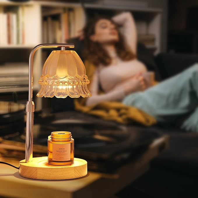 Candle Warmer Lamp Dimmable Wax Melt Warming Lamp with Timer Scented Wax Candle in Jar During Bathing & Yoga & Meditation with 2 Bulbs Home Decor Gift for Female (lace Skirt)