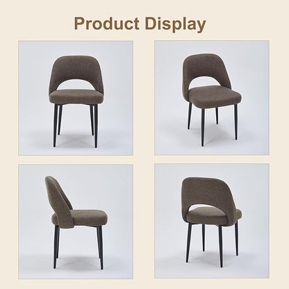 Modern Dining Chairs, Fabric Upholstered Accent Kitchen Chairs with Comfy Padded Seat & Sturdy Metal Legs, Side Farmhouse Chairs for Dining Room, Living Room, Restaurant (Brown, Set of 4)
