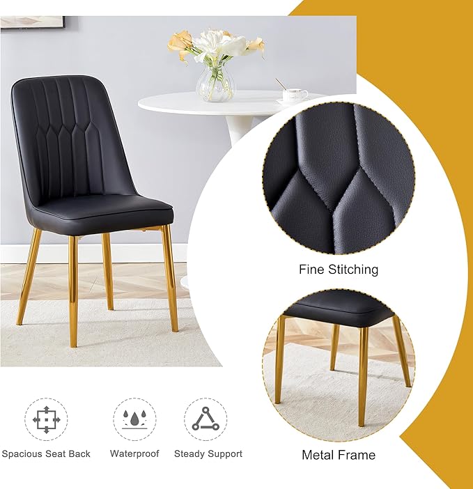 Dining Chairs Set of 8，Modern Dining Chairs, Equipped with PU Leather Backrest Cushions and Metal Legs, Suitable for Restaurants, Kitchens, and Dining Room Chairs