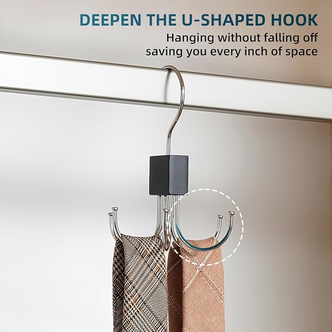 Multi-Purpose Rotatable Belt Hanger & Organizer for Closet - Space-Saving Storage for Belts, Bras, Hats, Tank Tops, Ties, Scarves, and Purses