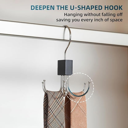 Multi-Purpose Rotatable Belt Hanger & Organizer for Closet - Space-Saving Storage for Belts, Bras, Hats, Tank Tops, Ties, Scarves, and Purses