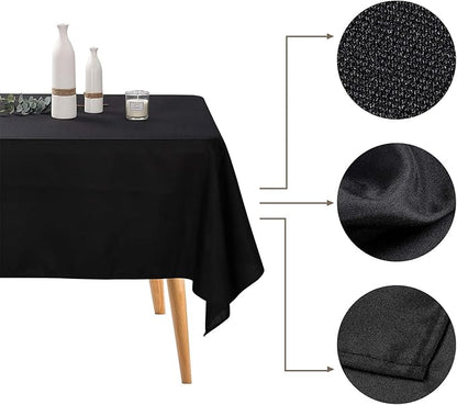 6 Pack Black Tablecloth 60 x 102 Inch Table Cloth for 6 Foot Rectangle Tables, Wrinkle Resistant Washable Polyester Fabric Table Covers for Party, Wedding,Dining,and Banquet