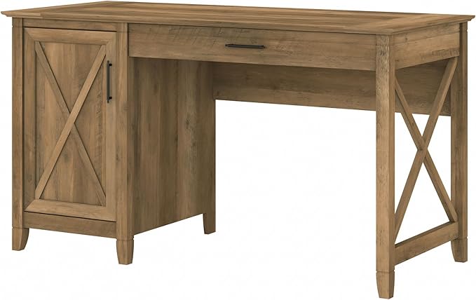 Bush Furniture Key West Computer Desk with Storage Farmhouse PC Table for Home Office in Reclaimed Pine 54W x 24D