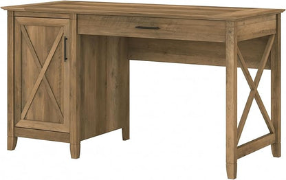 Bush Furniture Key West Computer Desk with Storage Farmhouse PC Table for Home Office in Reclaimed Pine 54W x 24D