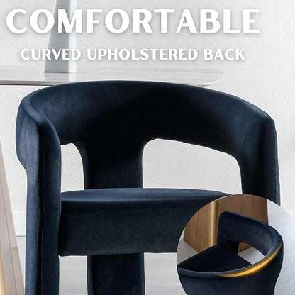 Modern Barrel Dining Chair, Velvet Upholstered Accent Side Chair with Arms Comfy Makeup Vanity Chair, Dining Living Room Kitchen Chair, Black