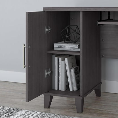 Bush Furniture Somerset 72W L Shaped Desk with Hutch in Storm Gray