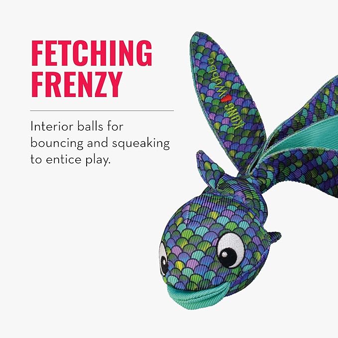 KONG Wubba Finz - Dog Toy for Tug of War & Fetch - Dog Supplies for Puppy & Dog Playtime - Outdoor & Indoor Dog Toy (Blue, Small)